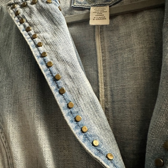 Vtg Y2K Star Denim Jacket Light Wash Studded Sz XL - Picture 4 of 15